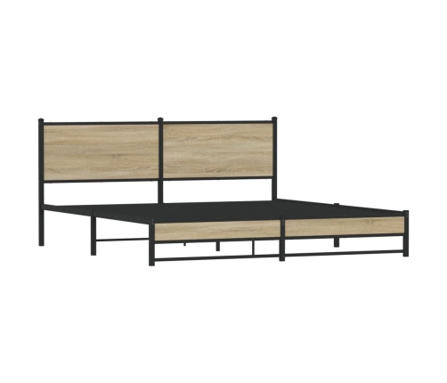 Estructura de cama sin colchón metal roble Sonoma 183x213 cm
