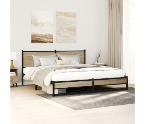 Estructura de cama sin colchón metal roble Sonoma 183x213 cm