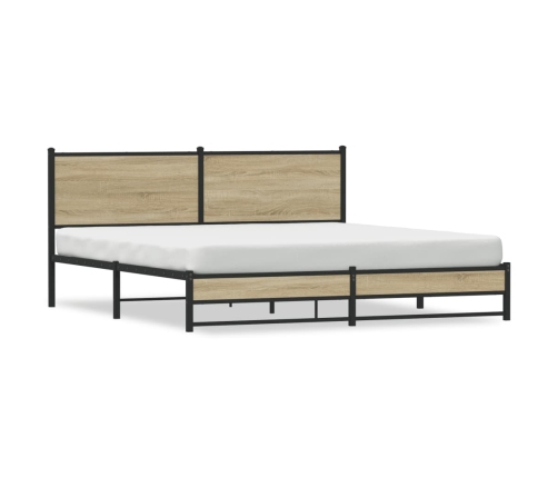 Estructura de cama sin colchón metal roble Sonoma 183x213 cm