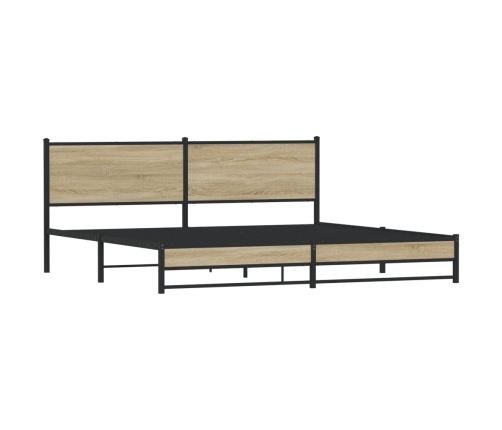 Estructura de cama sin colchón metal roble Sonoma 193x203 cm