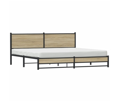 Estructura de cama sin colchón metal roble Sonoma 193x203 cm