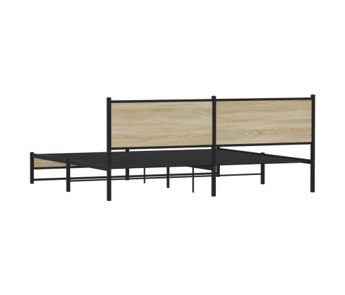 Estructura de cama sin colchón metal roble Sonoma 193x203 cm