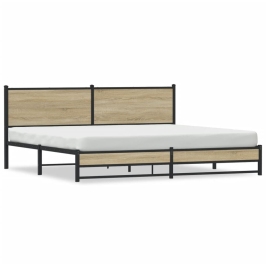 Estructura de cama sin colchón metal roble Sonoma 193x203 cm