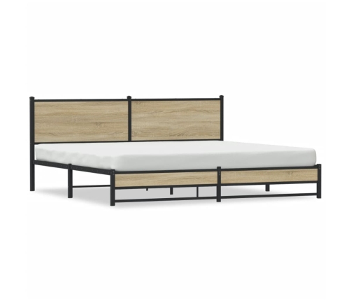 Estructura de cama sin colchón metal roble Sonoma 193x203 cm