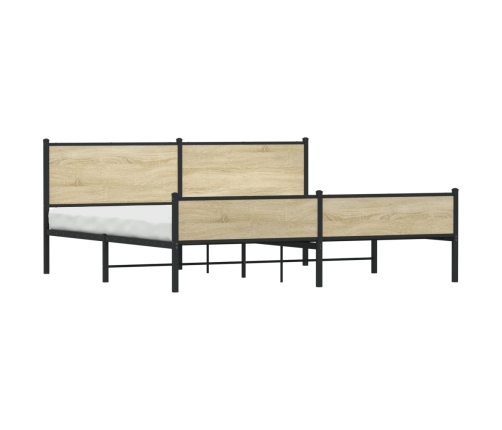 Estructura de cama sin colchón metal roble Sonoma 193x203 cm