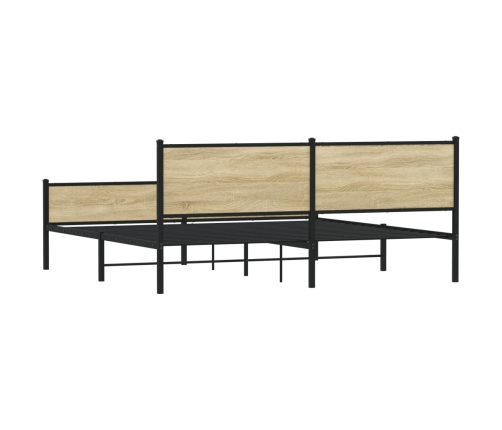 Estructura de cama sin colchón metal roble Sonoma 193x203 cm