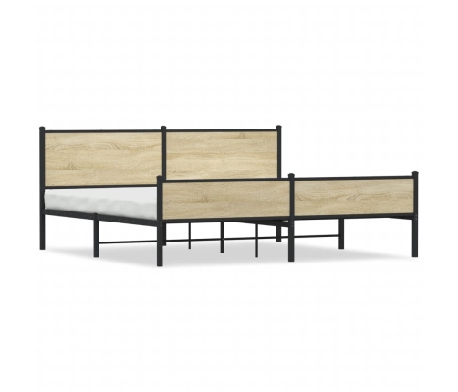 Estructura de cama sin colchón metal roble Sonoma 193x203 cm