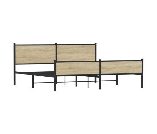 Estructura de cama sin colchón metal roble Sonoma 200x200 cm