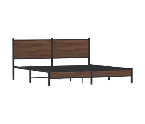 Estructura de cama sin colchón metal roble marrón 183x213 cm