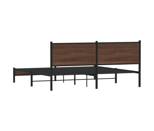 Estructura de cama sin colchón metal roble marrón 183x213 cm