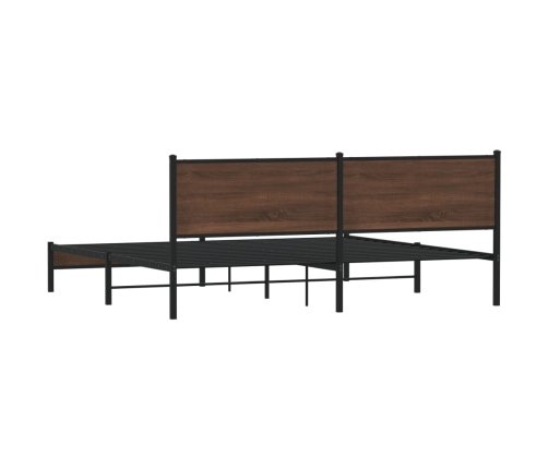 Estructura de cama sin colchón metal roble marrón 193x203 cm