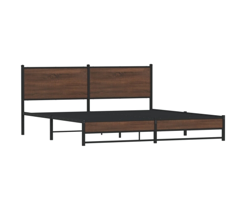 Estructura de cama sin colchón metal roble marrón 183x213 cm