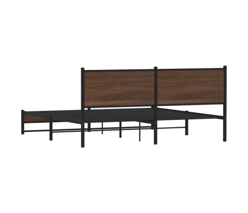 Estructura de cama sin colchón metal roble marrón 183x213 cm