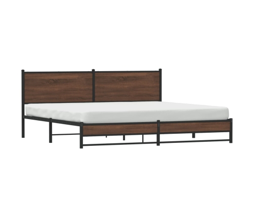 Estructura de cama sin colchón metal roble marrón 193x203 cm