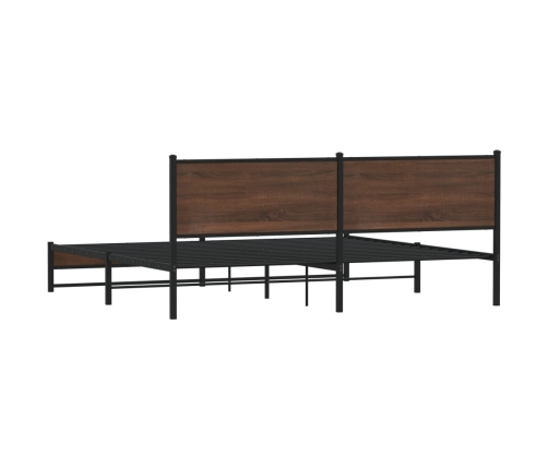 Estructura de cama sin colchón metal roble marrón 193x203 cm