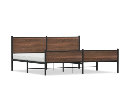 Estructura de cama sin colchón metal roble marrón 193x203 cm