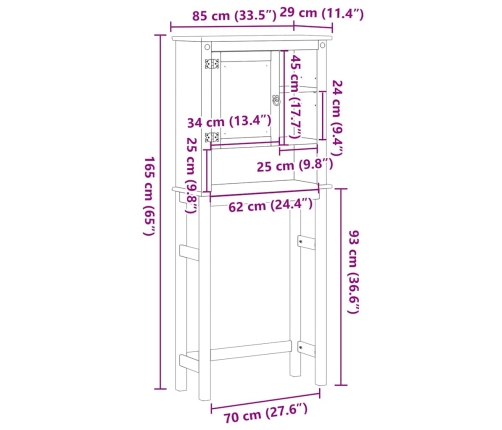 Mueble de baño para lavadora Corona madera maciza de pino