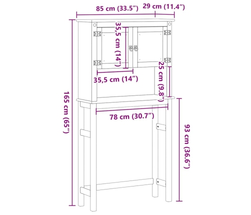 Mueble de baño para lavadora Corona madera maciza de pino