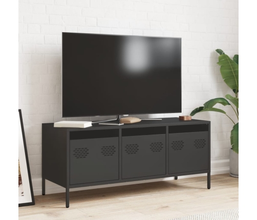 Mueble para TV acero laminado en frío negro 101,5x39x43,5 cm