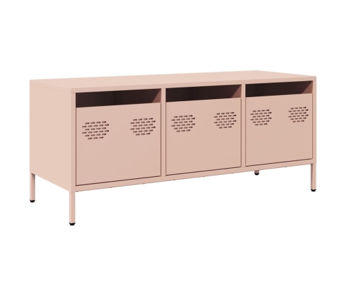 Mueble para TV acero laminado en frío rosa 101,5x39x43,5 cm