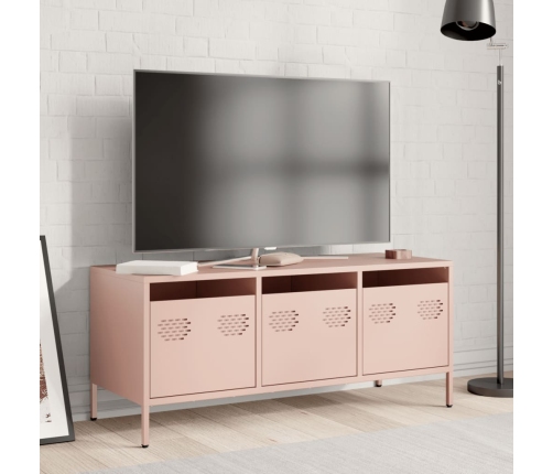 Mueble para TV acero laminado en frío rosa 101,5x39x43,5 cm