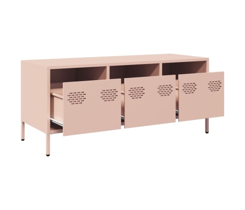 Mueble para TV acero laminado en frío rosa 101,5x39x43,5 cm