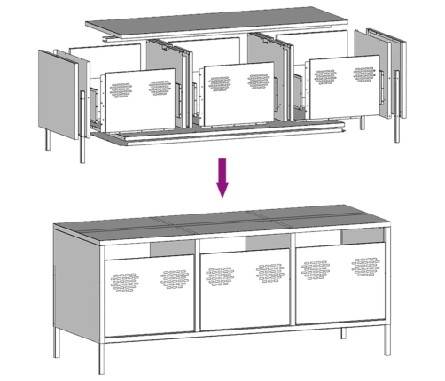 Mueble para TV acero laminado en frío rosa 101,5x39x43,5 cm