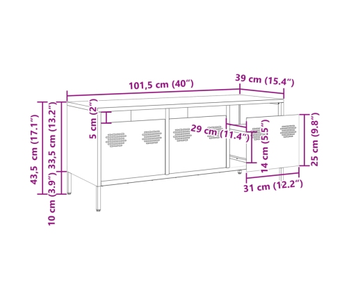 Mueble de TV acero laminado en frío antracita 101,5x39x43,5 cm