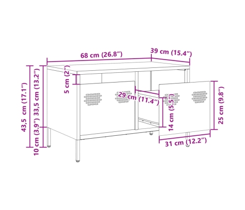 Mueble para TV acero laminado en frío negro 68x39x43,5 cm