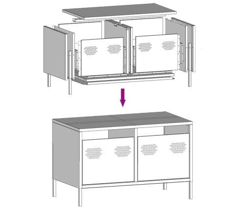 Mueble para TV acero laminado en frío negro 68x39x43,5 cm