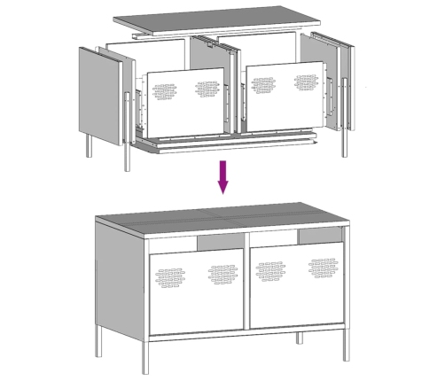 Mueble para TV acero laminado en frío rosa 68x39x43,5 cm