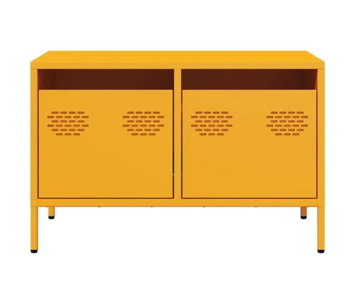 Mueble TV acero laminado en frío amarillo mostaza 68x39x43,5 cm