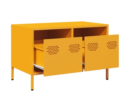 Mueble TV acero laminado en frío amarillo mostaza 68x39x43,5 cm