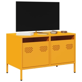 Mueble TV acero laminado en frío amarillo mostaza 68x39x43,5 cm