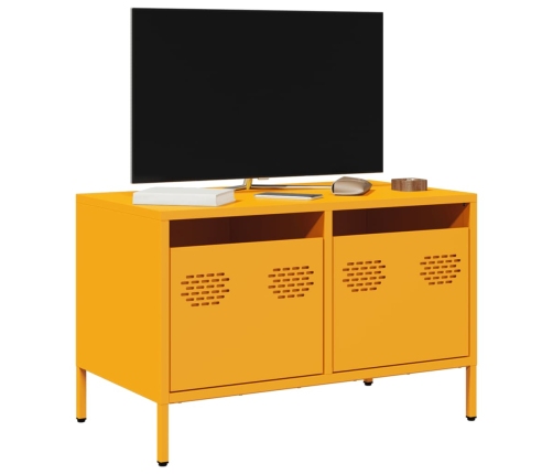 Mueble TV acero laminado en frío amarillo mostaza 68x39x43,5 cm