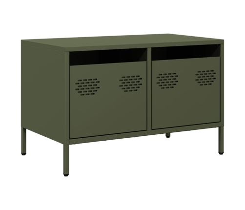 Mueble para TV acero laminado en frío verde oliva 68x39x43,5 cm