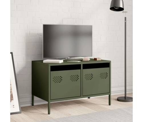 Mueble para TV acero laminado en frío verde oliva 68x39x43,5 cm