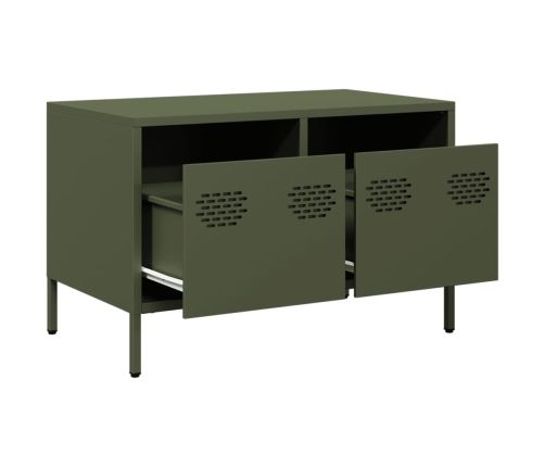 Mueble para TV acero laminado en frío verde oliva 68x39x43,5 cm