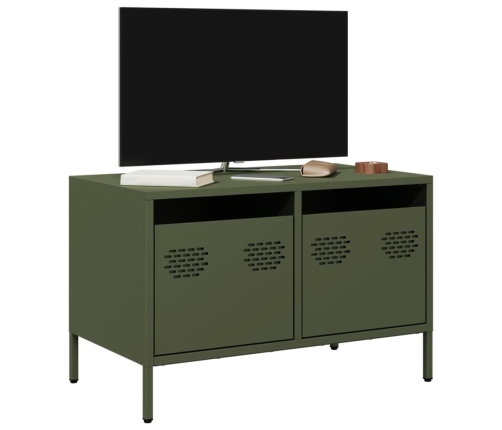 Mueble para TV acero laminado en frío verde oliva 68x39x43,5 cm