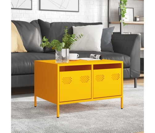 Mueble TV acero laminado en frío amarillo mostaza 68x50x43,5 cm