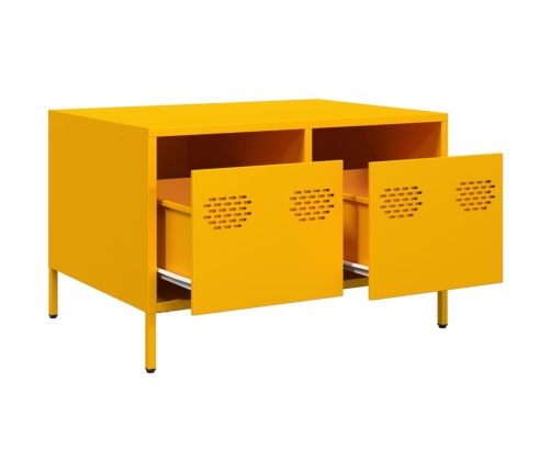 Mueble TV acero laminado en frío amarillo mostaza 68x50x43,5 cm