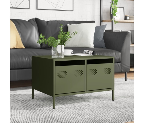 Mueble para TV acero laminado en frío verde oliva 68x50x43,5 cm