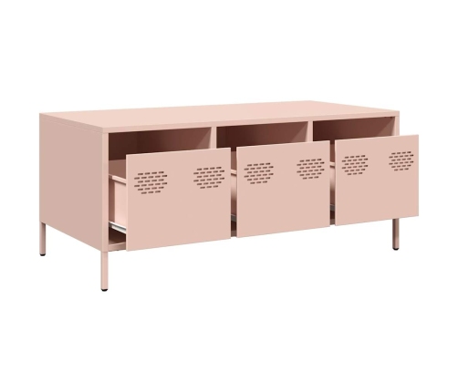 Mesa de centro acero laminado en frío rosa 101,5x50x43,5 cm