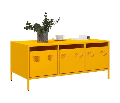 Mesa de centro acero laminado en frío amarillo 101,5x50x43,5 cm