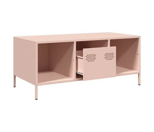 Mesa de centro acero laminado en frío rosa 101,5x50x43,5 cm