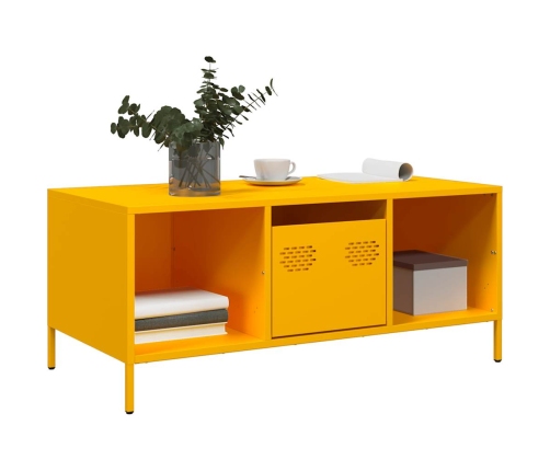 Mesa de centro acero laminado en frío amarillo 101,5x50x43,5 cm