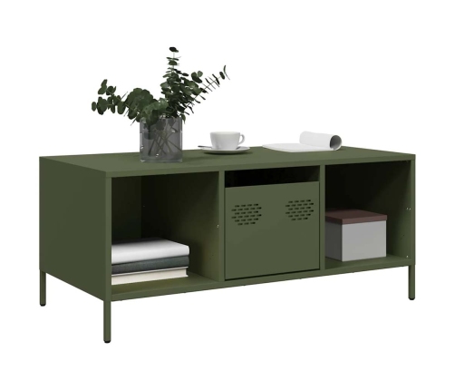 Mesa de centro acero laminado frío verde oliva 101,5x50x43,5 cm