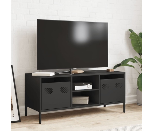 Mueble para TV acero laminado en frío negro 101,5x39x43,5 cm