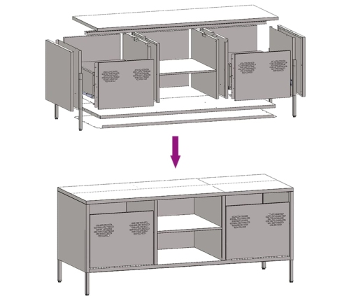 Mueble para TV acero laminado en frío negro 101,5x39x43,5 cm