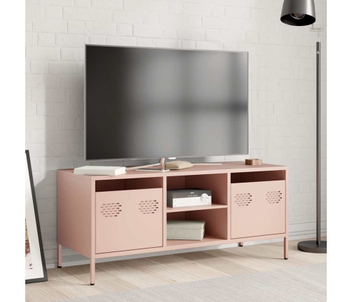 Mueble para TV acero laminado en frío rosa 101,5x39x43,5 cm